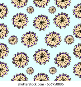 Hand drawn flowers seamless pattern