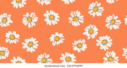 Flores dibujadas a mano, estampados sin costura con motivos florales para tela, textiles, ropa, papel de envoltura, cubierta, banner, decoración interior, fondo abstracto.