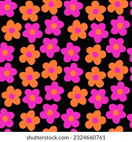 Hand drawn flowers, seamless patterns with floral for fabric, textiles, clothing, wrapping paper, cover, banner, interior decor, abstract backgrounds.