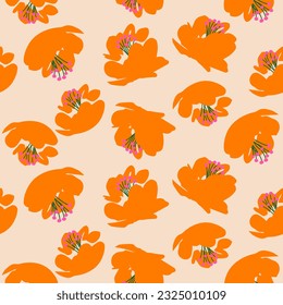 Handgezeichnete Blumen, nahtlose Muster mit Blumen für Gewebe, Textilien, Kleidung, Umhüllung, Deckel, Banner, Innendekor, abstrakte Hintergründe.