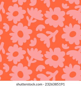 Hand drawn flowers, seamless patterns with floral for fabric, textiles, clothing, wrapping paper, cover, banner, interior decor, abstract backgrounds.