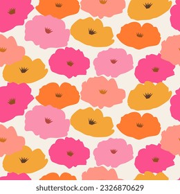 Hand drawn flowers, seamless patterns with floral for fabric, textiles, clothing, wrapping paper, cover, banner, interior decor, abstract backgrounds.