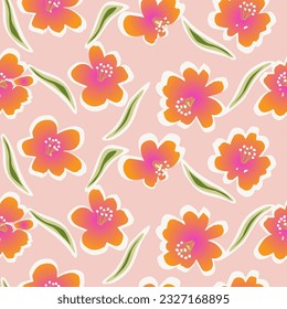 Hand drawn flowers, seamless patterns with floral for fabric, textiles, clothing, wrapping paper, cover, banner, interior decor, abstract backgrounds.