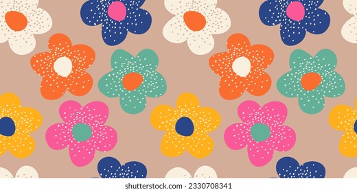 Handgezeichnete Blumen, nahtlose Muster mit Blumen für Gewebe, Textilien, Kleidung, Umhüllung, Deckel, Banner, Innendekor, abstrakte Hintergründe.
