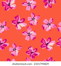 Hand drawn flowers, seamless patterns with floral for fabric, textiles, clothing, wrapping paper, cover, banner, interior decor, abstract backgrounds.