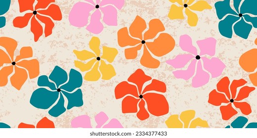 Hand drawn flowers, seamless patterns with floral for fabric, textiles, clothing, wrapping paper, cover, banner, interior decor, abstract backgrounds.