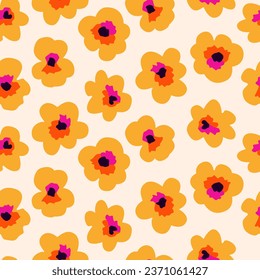 Flores dibujadas a mano, estampados sin costura con motivos florales para tela, textiles, ropa, papel de envoltura, cubierta, banner, decoración interior, fondo abstracto.