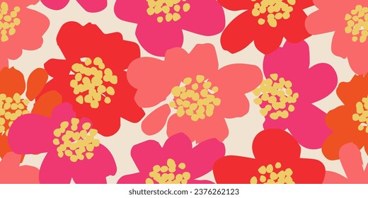 Hand drawn flowers, seamless patterns with floral for fabric, textiles, clothing, wrapping paper, cover, banner, interior decor, abstract backgrounds.