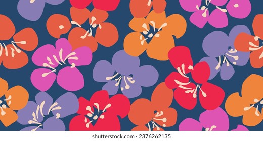 Hand drawn flowers, seamless patterns with floral for fabric, textiles, clothing, wrapping paper, cover, banner, interior decor, abstract backgrounds.