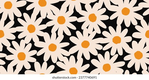 Hand drawn flowers, seamless patterns with floral for fabric, textiles, clothing, wrapping paper, cover, banner, interior decor, abstract backgrounds. vector illustration.