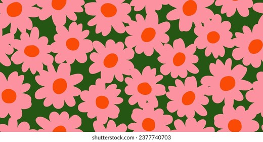 Hand drawn flowers, seamless patterns with floral for fabric, textiles, clothing, wrapping paper, cover, banner, interior decor, abstract backgrounds. vector illustration.
