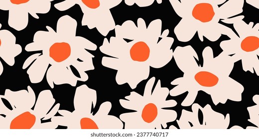 Flores dibujadas a mano, estampados sin costura con motivos florales para tela, textiles, ropa, papel de envoltura, cubierta, banner, decoración interior, fondo abstracto. ilustración vectorial.
