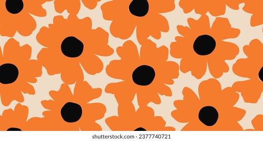 Hand drawn flowers, seamless patterns with floral for fabric, textiles, clothing, wrapping paper, cover, banner, interior decor, abstract backgrounds. vector illustration.