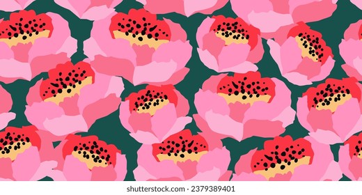 Hand drawn flowers, seamless patterns with floral for fabric, textiles, clothing, wrapping paper, poster, banner, interior decor, abstract backgrounds. vector illustration.