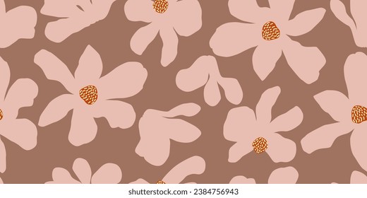 Hand drawn flowers, seamless patterns with floral for fabric, textiles, clothing, wrapping paper, cover, banner, interior decor, abstract backgrounds.