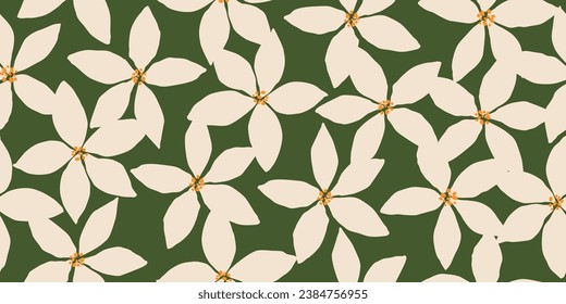 Hand drawn flowers, seamless patterns with floral for fabric, textiles, clothing, wrapping paper, cover, banner, interior decor, abstract backgrounds.