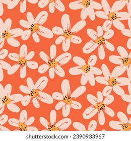 Hand drawn flowers, seamless patterns with floral for fabric, textiles, clothing, wrapping paper, cover, banner, interior decor, abstract backgrounds.