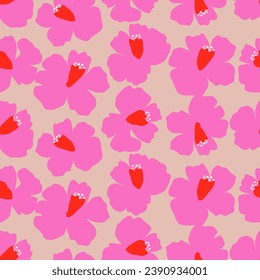 Flores dibujadas a mano, estampados sin costura con motivos florales para tela, textiles, ropa, papel de envoltura, cubierta, banner, decoración interior, fondo abstracto.