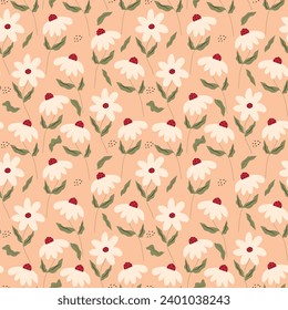 Flores dibujadas a mano, estampados sin costura con motivos florales para tela, textiles, ropa, papel de envoltura, cubierta, banner, decoración interior, fondo abstracto.