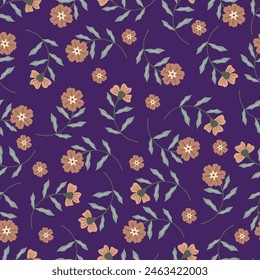 Hand drawn flowers, seamless patterns with floral for fabric, textiles, clothing, wrapping paper, cover, banner, interior decor, abstract backgrounds.