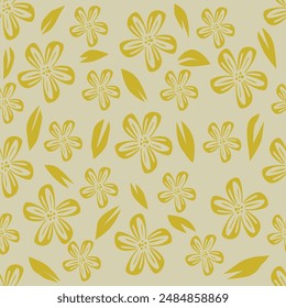Hand drawn flowers, seamless patterns with floral for fabric, textiles, clothing, wrapping paper, cover, banner, interior decor, abstract backgrounds