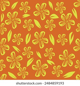 Hand drawn flowers, seamless patterns with floral for fabric, textiles, clothing, wrapping paper, cover, banner, interior decor, abstract backgrounds