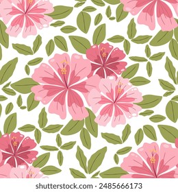 Hand drawn flowers, seamless patterns with floral for fabric, textiles, clothing, wrapping paper, cover, banner, home decor, abstract. Vector illustration.