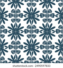 Hand drawn flowers, seamless patterns with floral for fabric, textiles, clothing, wrapping paper, cover, banner, home decor, abstract. Vector illustration.