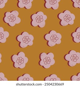 Hand drawn flowers, seamless patterns with floral for fabric, textiles, clothing, wrapping paper, cover, interior decor, wallpaper.