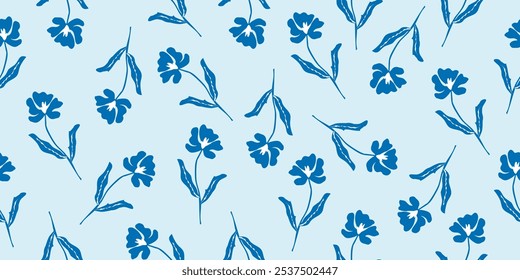 Hand drawn flowers, seamless patterns floral for fabric, textiles, clothing, wrapping paper, cover, banner, interior decor, abstract backgrounds.