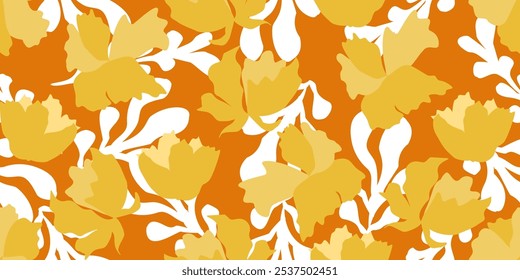 Hand drawn flowers, seamless patterns floral for fabric, textiles, clothing, wrapping paper, cover, banner, interior decor, abstract backgrounds.
