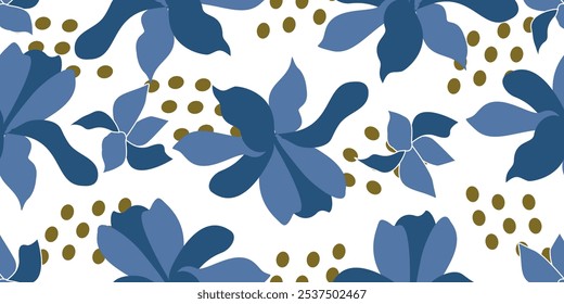 Hand drawn flowers, seamless patterns floral for fabric, textiles, clothing, wrapping paper, cover, banner, interior decor, abstract backgrounds.