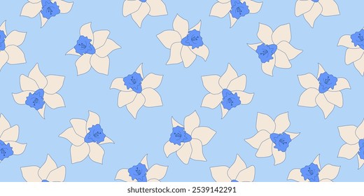Flores desenhadas à mão padrões sem costura ornamentam boêmio primavera para tecido, têxteis, roupas, papel de embrulho, capa, banner, decoração interior, fundos abstratos.