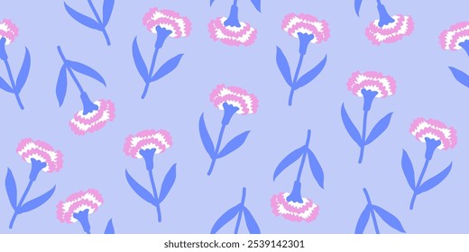 Hand drawn flowers seamless patterns  ornate spring bohemian for fabric, textiles, clothing, wrapping paper, cover, banner, interior decor, abstract backgrounds.