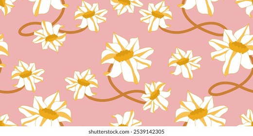 Handgezeichnete Blumen nahtlose Muster verzieren Frühlingsbohemian für Stoff, Textilien, Kleidung, Umschlagpapier, Abdeckung, Banner, Inneneinrichtung, abstrakte Hintergründe.