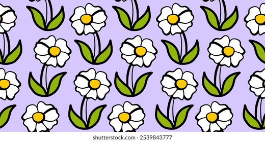 Handgezeichnete Blumen nahtlose Muster verzieren Frühlingsbohemian für Stoff, Textilien, Kleidung, Umschlagpapier, Abdeckung, Banner, Inneneinrichtung, abstrakte Hintergründe.