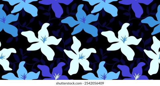 Hand drawn flowers seamless patterns  ornate spring bohemian for fabric, textiles, clothing, wrapping paper, cover, banner, interior decor, abstract backgrounds.