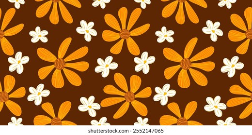 handgezeichnete Blumen, nahtlose Muster mit floralen für Stoff, Textilien, Kleidung, Umschlagpapier, Abdeckung, Banner, Wohndekor, abstrakte Hintergründe tropische nahtlose für Stoff Textil Tapete.