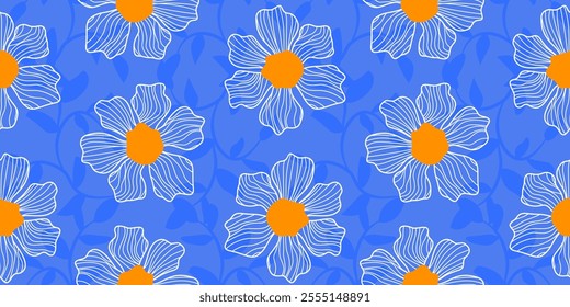 hand drawn flowers, seamless patterns with floral for fabric, textiles, clothing, wrapping paper, cover, banner, home decor, abstract backgrounds tropical seamless for fabric textile wallpaper.