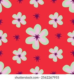 Hand drawn flowers, seamless patterns with floral for fabric, textiles, clothing, wrapping paper, cover, banner, interior decor, abstract backgrounds.