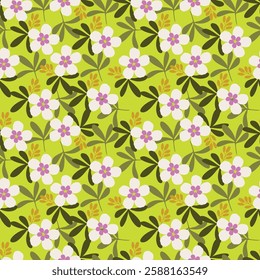 Hand drawn flowers seamless patterns ornate spring bohemian for fabric, textiles, clothing, wrapping paper, cover, banner, interior decor, abstract backgrounds