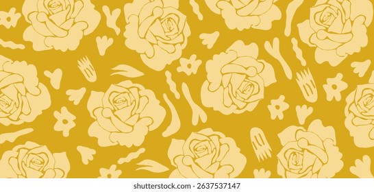 Hand drawn flowers, seamless patterns with floral for fabric, textiles, clothing, wrapping paper, cover, banner, interior decor, abstract backgrounds