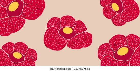 Hand drawn flowers, seamless patterns with floral for fabric, textiles, clothing, wrapping paper, cover, banner, interior decor, abstract backgrounds