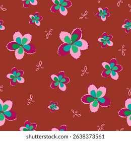 Hand drawn flowers, seamless patterns with floral for fabric, textiles, clothing, wrapping paper, cover, banner, interior decor, abstract backgrounds.