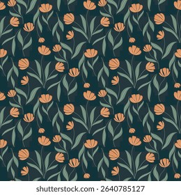 Hand drawn flowers, seamless patterns with floral for fabric, textiles, clothing, wrapping paper, cover, banner, interior decor, abstract backgrounds. vector .