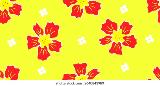 Hand drawn flowers, seamless patterns with floral for fabric, textiles, clothing, wrapping paper, cover, banner, interior decor, abstract backgrounds.