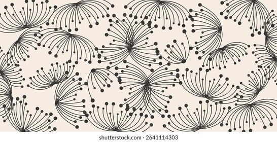 Hand drawn flowers, seamless patterns with floral for fabric, textiles, clothing, wrapping paper, cover, banner, interior decor, abstract backgrounds