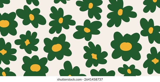 Hand drawn flowers, seamless patterns with floral for fabric, textiles, clothing, wrapping paper, cover, banner, interior decor, abstract backgrounds