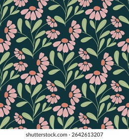 Hand drawn flowers, seamless patterns with floral for fabric, textiles, clothing, wrapping paper, cover, banner, interior decor, abstract backgrounds. vector .