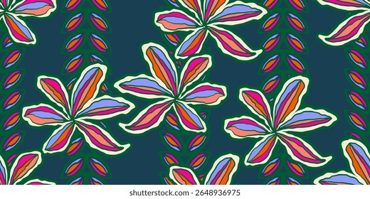 Hand drawn flowers, seamless patterns with floral for fabric, textiles, clothing, wrapping paper, cover, banner, interior decor, abstract backgrounds.